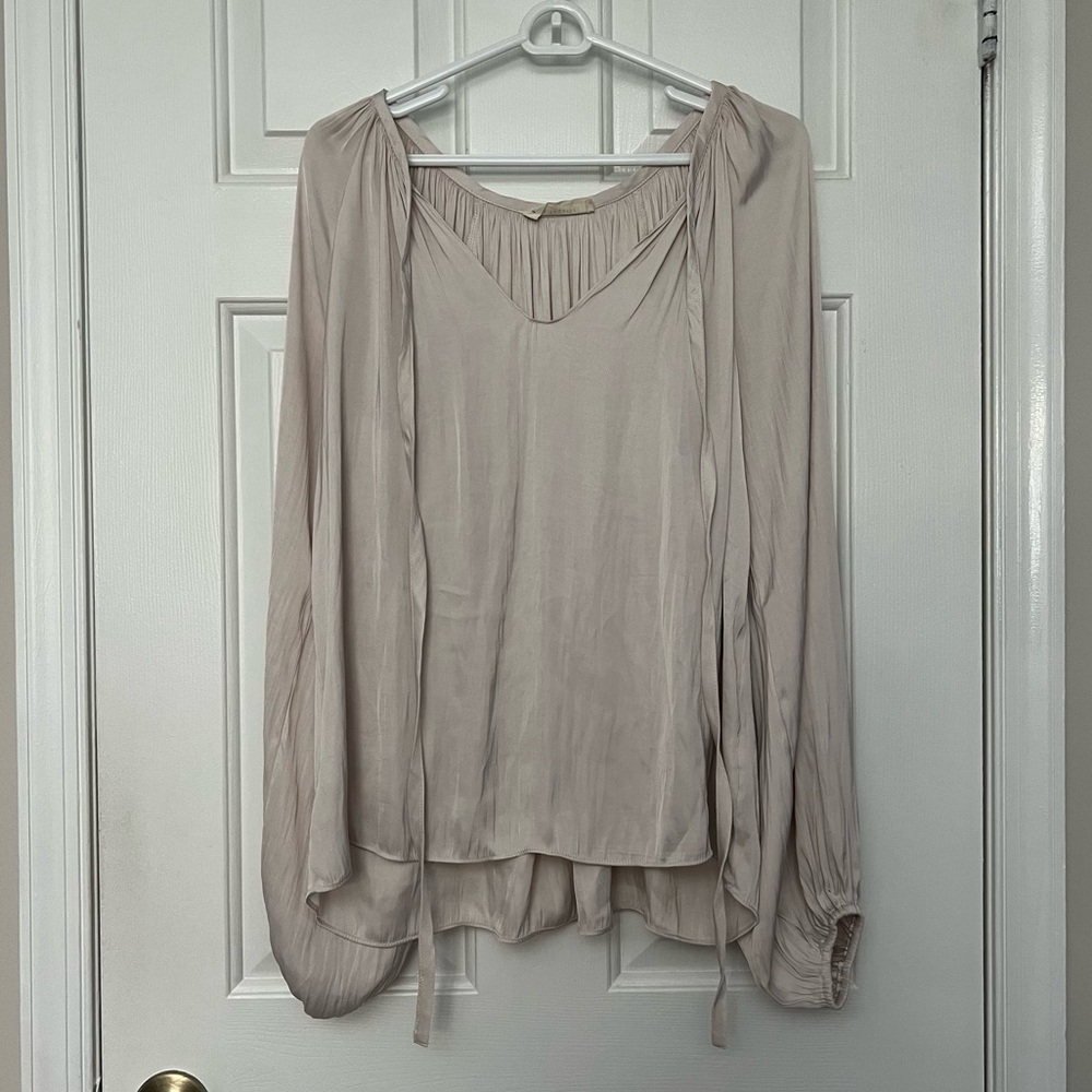 By Together Cream Blouse with Flowing Sleeves